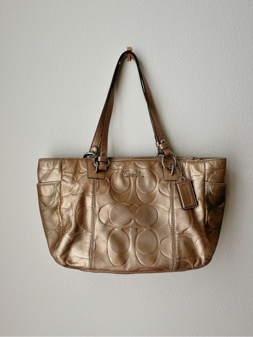 Coach Gold Metallic Signature Tote